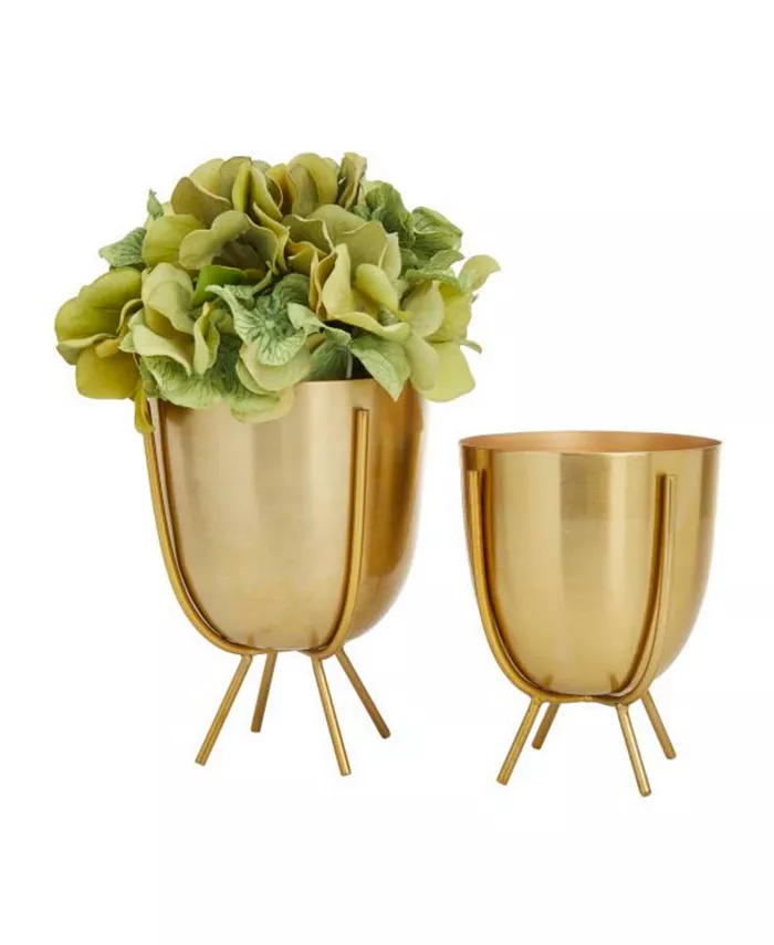 CosmoLiving by Cosmopolitan Contemporary Planters with Stand， Set of 2 - Intensery
