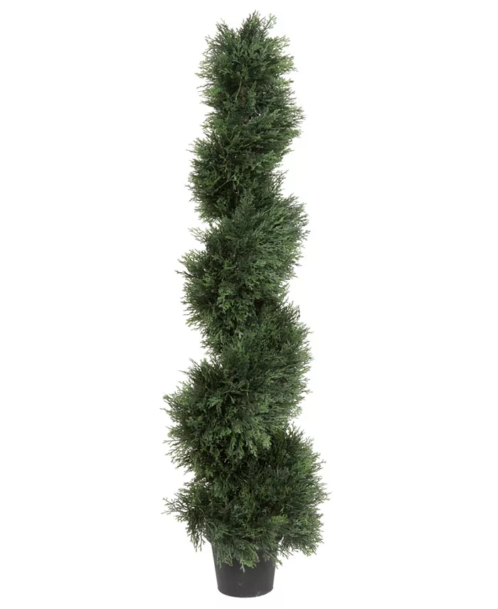 Vickerman 4' Artificial Potted Green Cedar Spiral Tree - Intensery