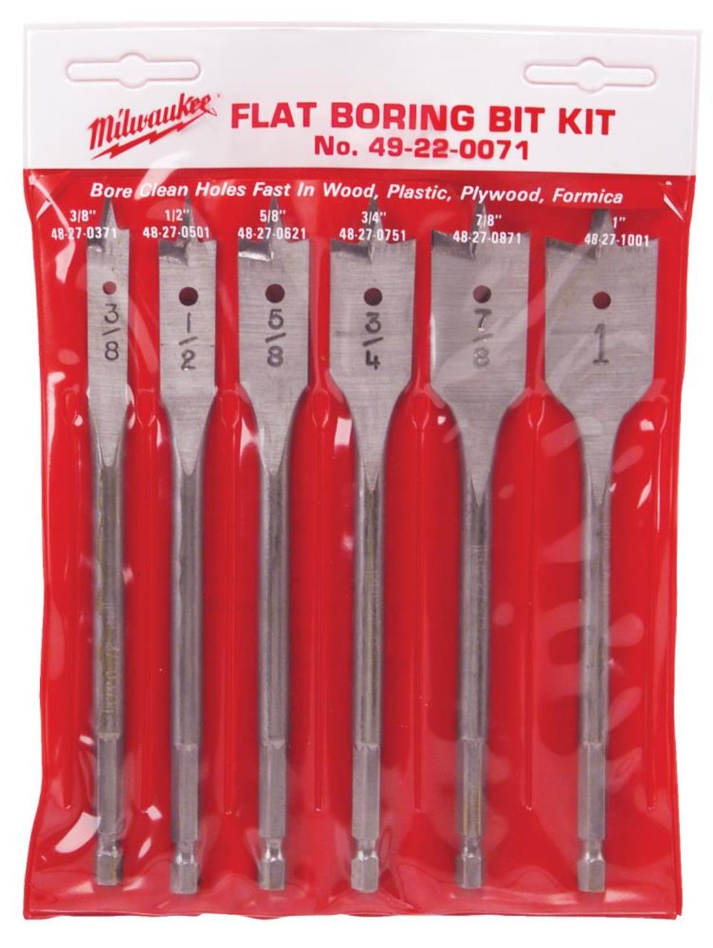 Milwaukee 6 Piece Universal Flat Boring Bit Kit 49-22-0071 from Milwaukee - Intensery