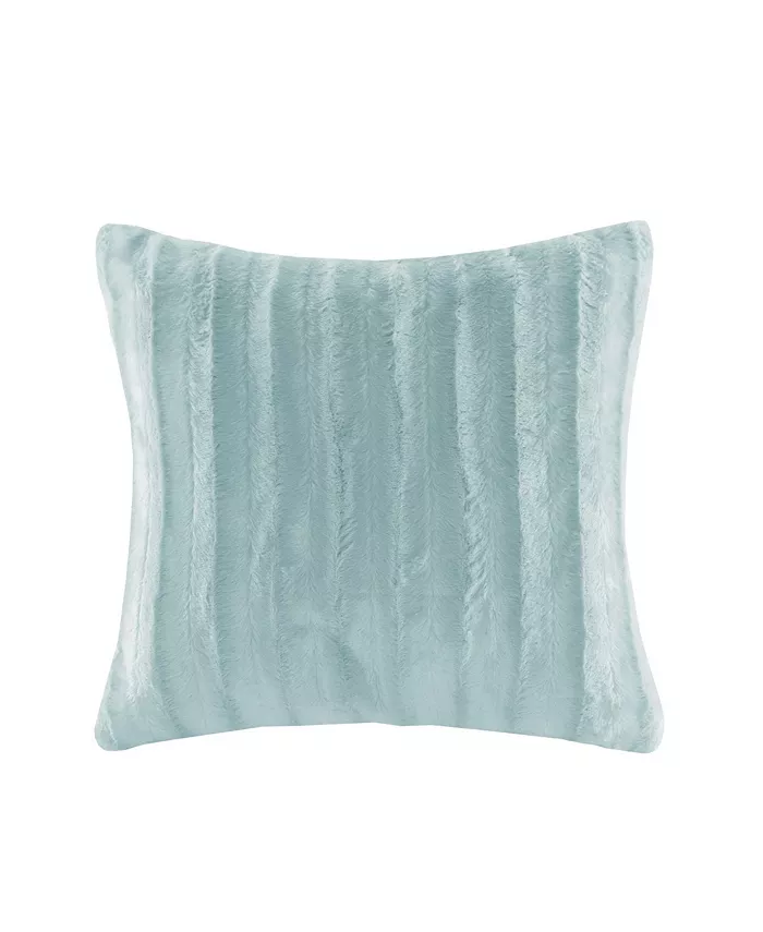 Gracie Mills Duke Faux Fur Stripe Decorative Throw Pillow， 20X20 Inches Blue - Intensery