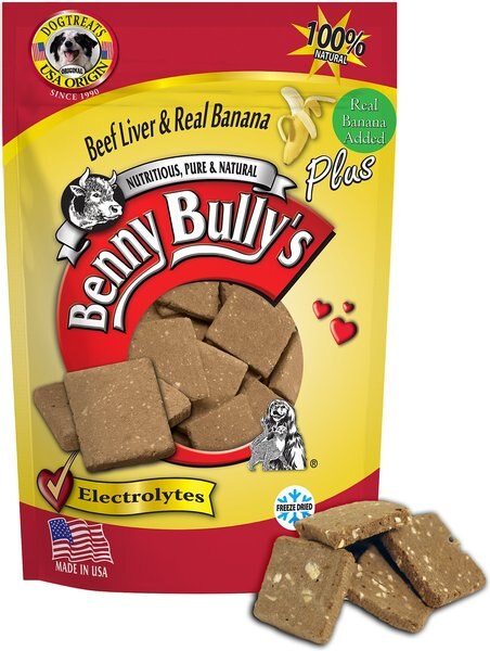 Benny Bullys Plus Beef Liver and Banana Freeze-Dried Dog Treats， 2.1-oz bag - Intensery