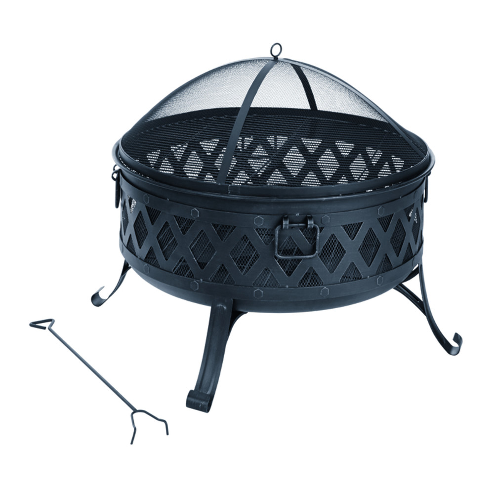 Living Accents Lattice Round Fire Pit Black Steel - Intensery