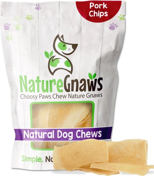 Nature Gnaws 3 to 4-inch Chips Pork Skin Flavored Dog Treats， 8 count - Intensery
