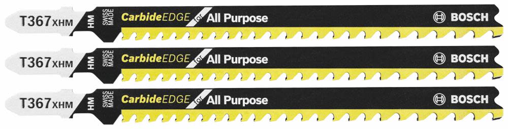 Bosch Jig Saw Blades 3pc 5 1/4 5 7 TPI Carbide Edge for All Purpose T Shank - Intensery