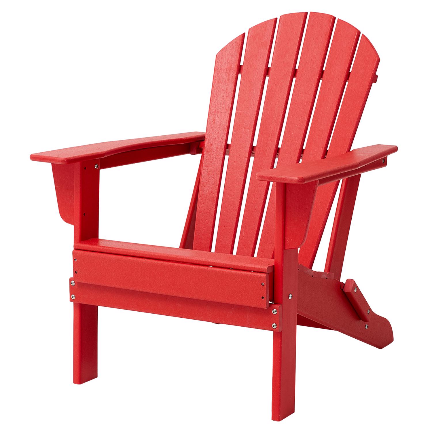 Glitzhome Red HDPE Frame Adirondack Chair - Intensery