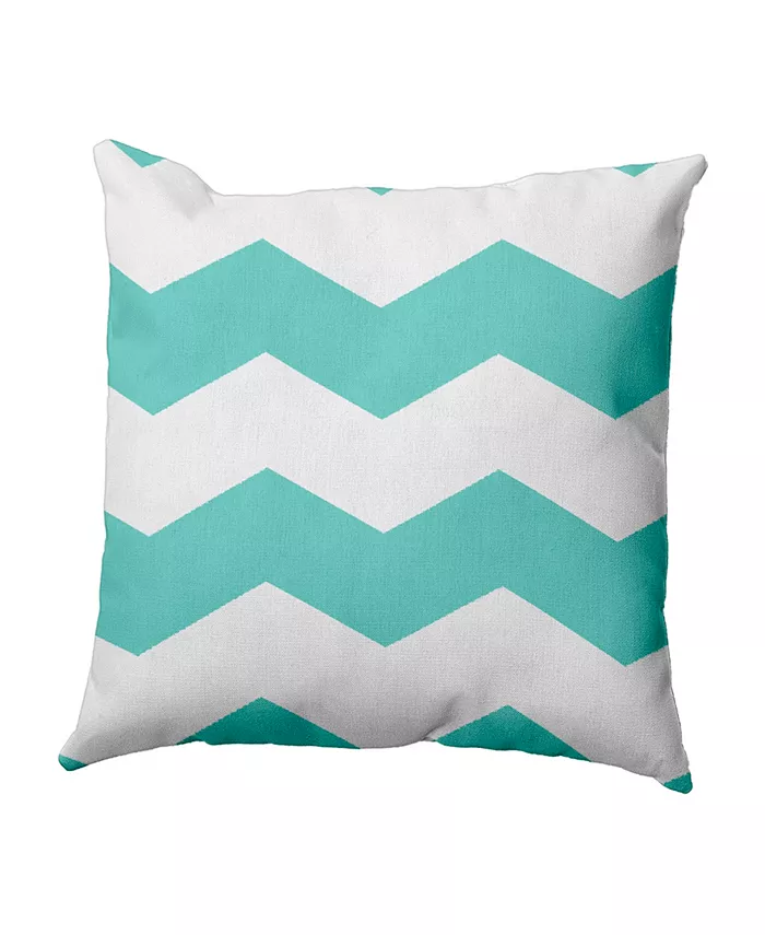 E by Design 16 Inch Aqua Decorative Chevron Throw Pillow - Intensery