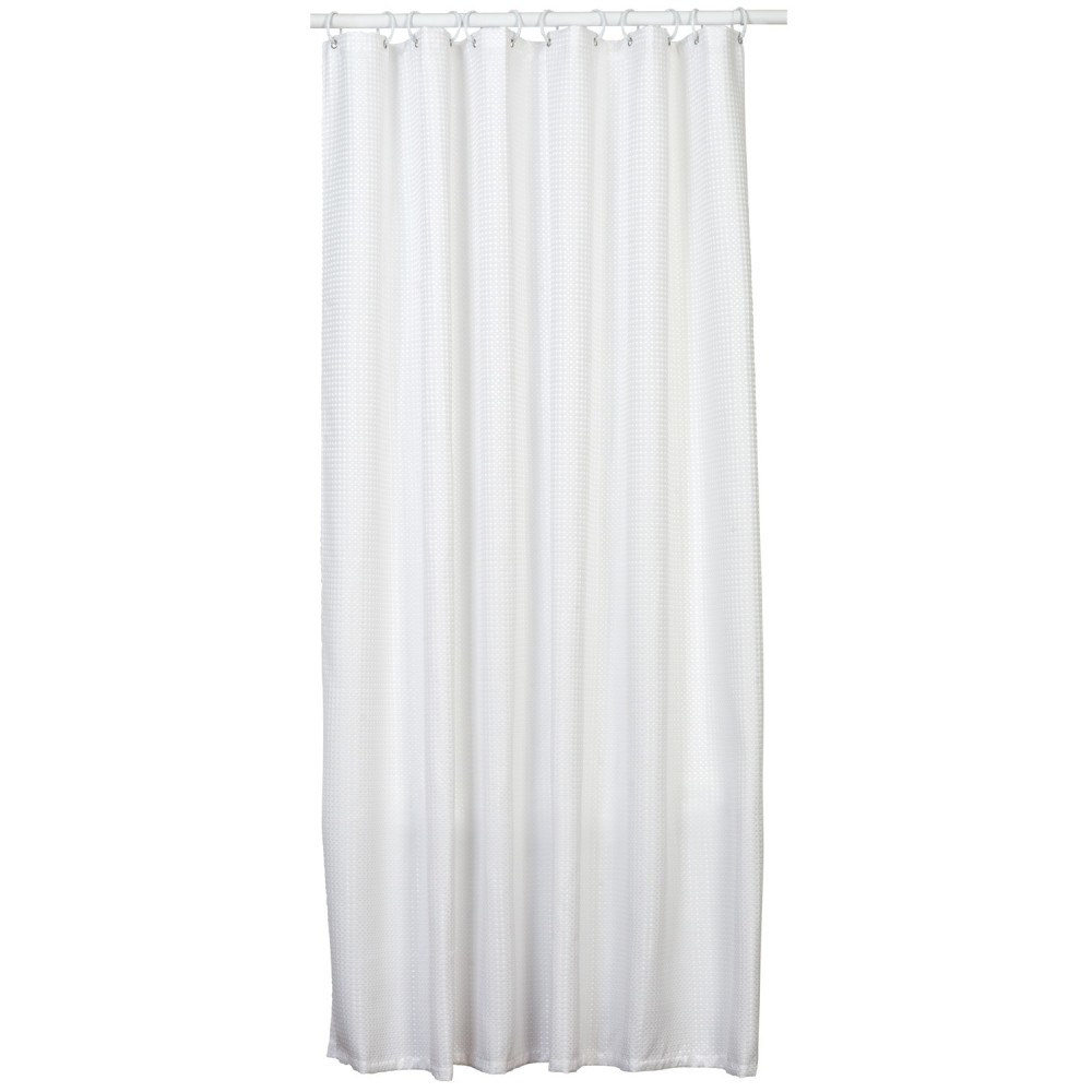 Zenith White Polyester Waffle Weave Shower Curtain Liner - Intensery