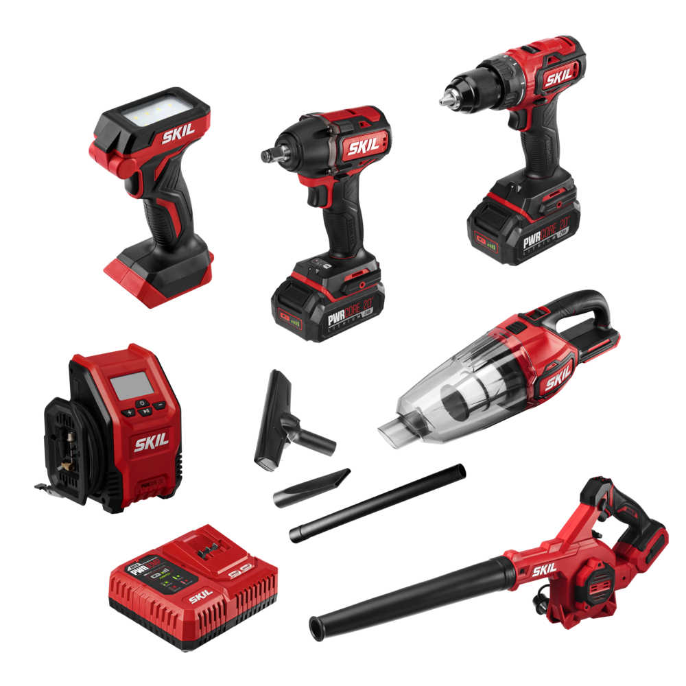 SKIL PWRCORE20 20V 6 Tool Combo Kit Brushless with Auto PWRJUMP Charger - Intensery