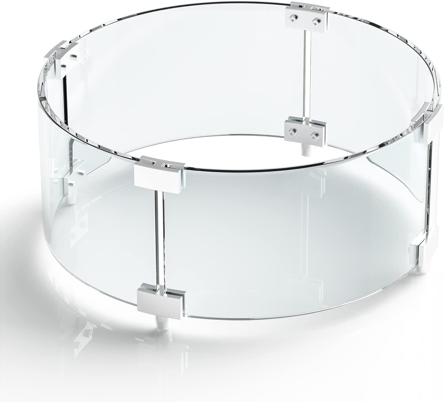 Round Fire Pit Glass Wind Guard, 17 x 17 x 6 inch, Thick 5/16'' Heat-Resistant Tempered Glass Guard - Intensery