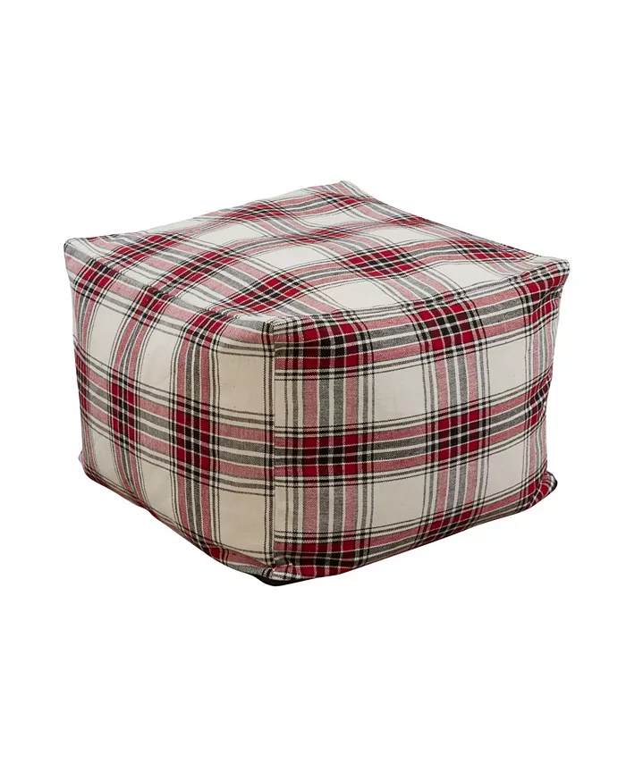 Saro Lifestyle Plaid Design Floor Pouf - Intensery
