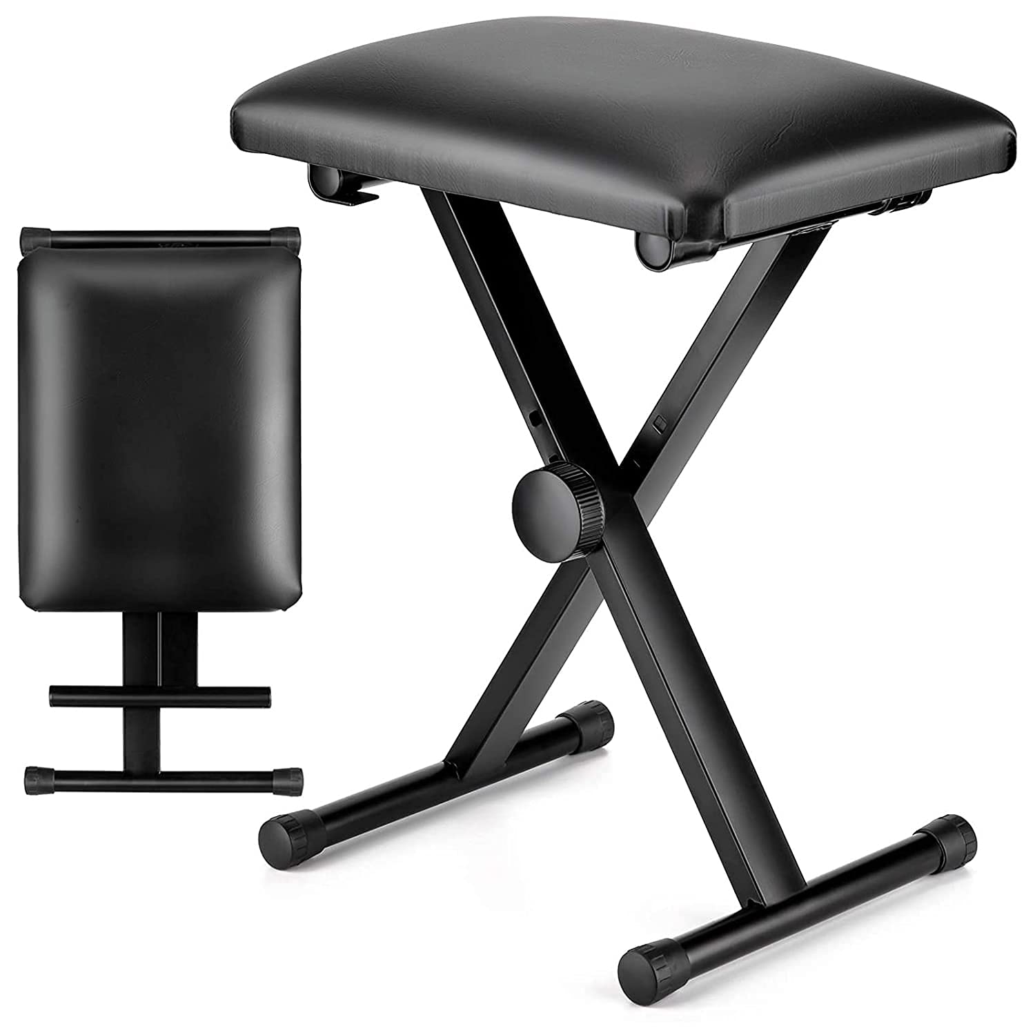 5Core Folding Piano Keyboard Bench Padded Stool X Seat Chair Adjustable Height KBB 02 BLK - Intensery