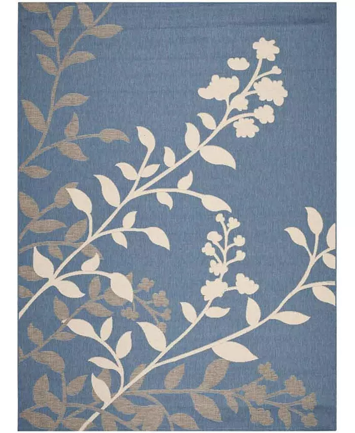 Safavieh Courtyard Blue and Beige 8' x 11' Sisal Weave Outdoor Area Rug - Intensery