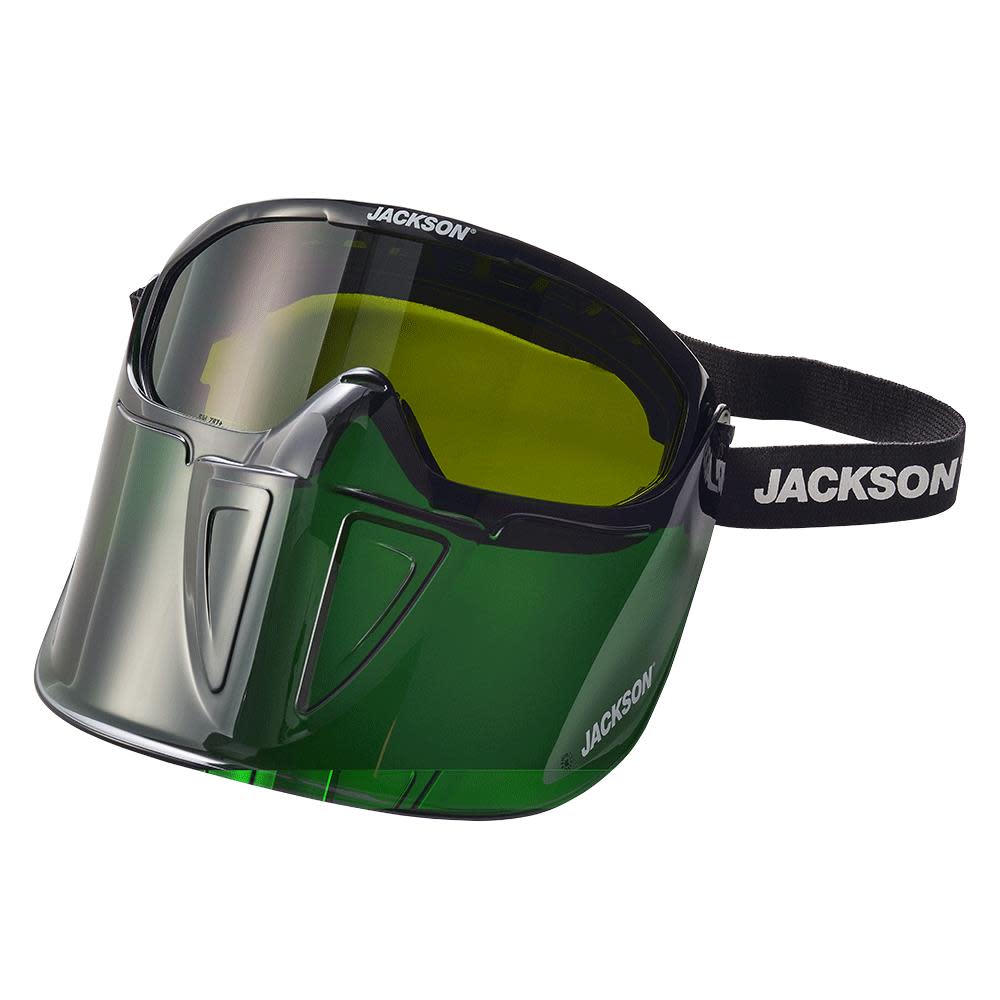 GPL550 Premium Goggle with Detachable Face Shield， Shade 5 IR Lens， Anti-Fog Coating， Green Frame - Intensery
