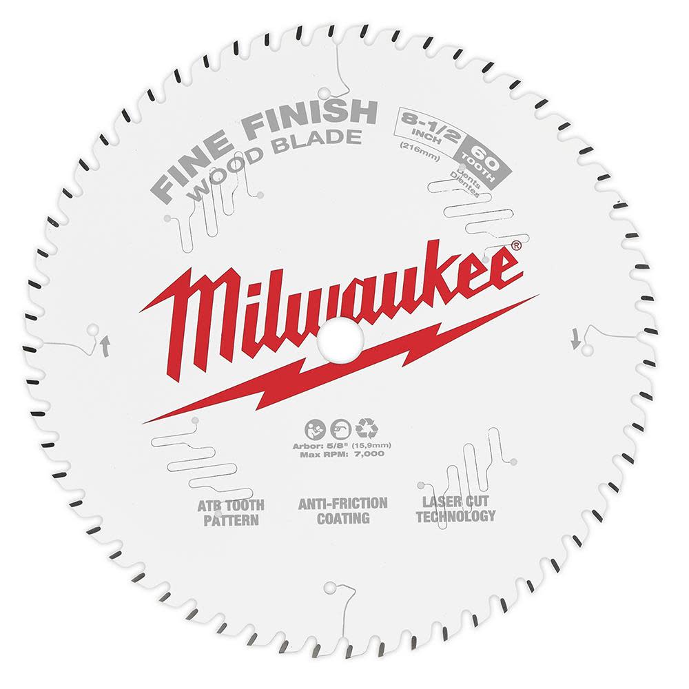 Milwaukee 8-1/2 in. 60T Fine Finish Circular Saw Blade 48-40-0826 from Milwaukee - Intensery