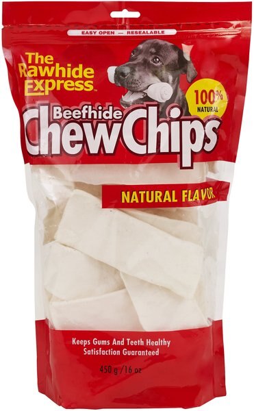 The Rawhide Express Natural Beefhide Chips Dog Treats， 16-oz bag - Intensery