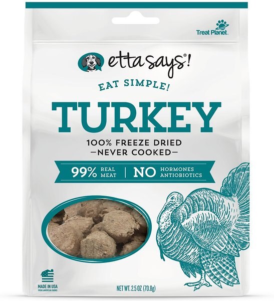 Etta Says! Eat Simple! Turkey Freeze-Dried Dog Treats， 2.5-oz bag - Intensery