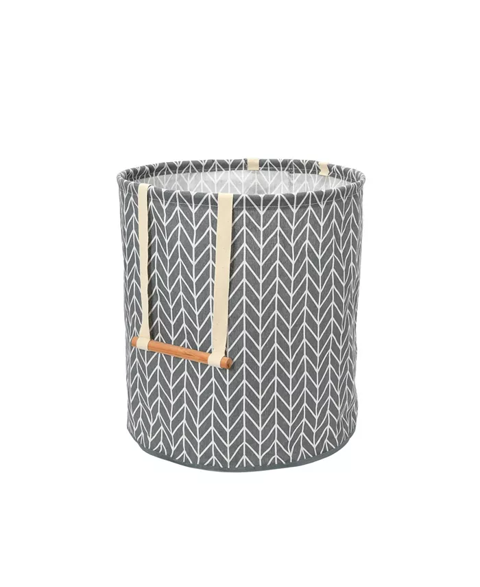 Household Essentials Round Hamper with Wood Handles - Intensery