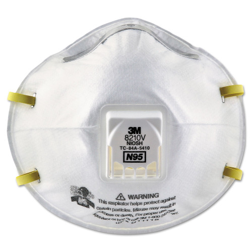 3M Particulate Respirator 8210V， N95， Cool Flow Valve， Standard Size， 10/Box - Intensery