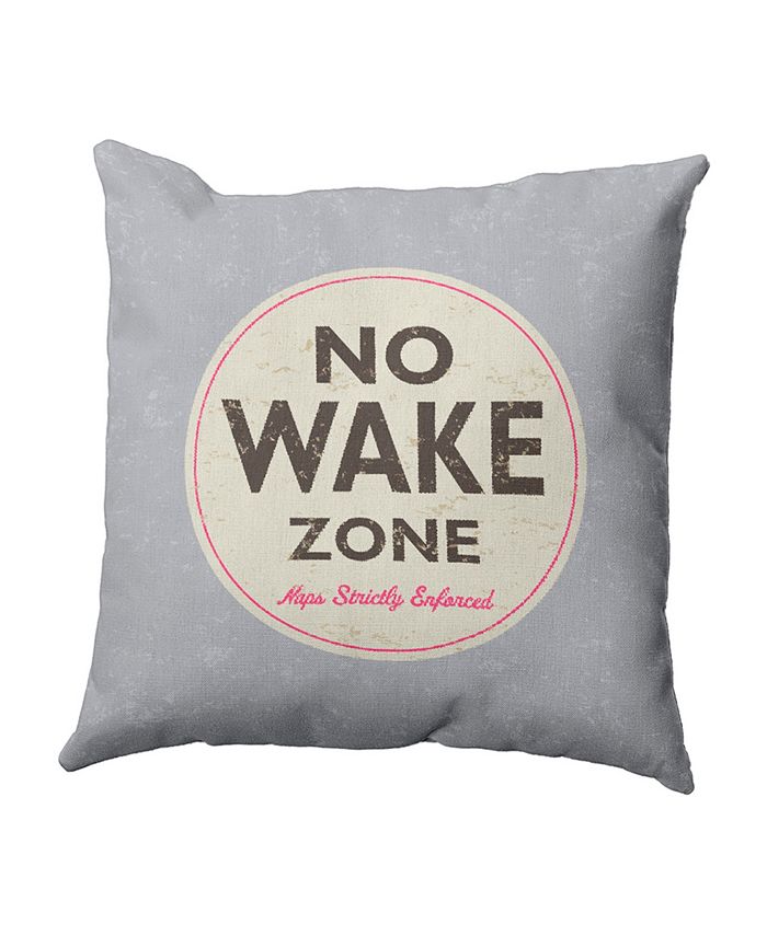 E by Design Nap Zone 16 Inch Gray Decorative Word Print Throw Pillow - Intensery
