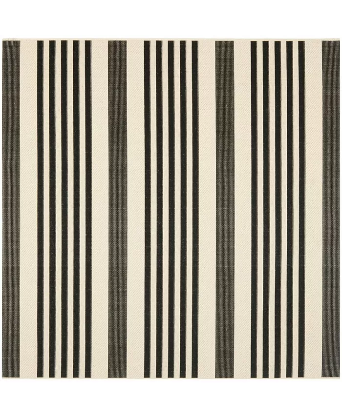 Safavieh Courtyard Black and Bone 4' x 4' Sisal Weave Square Outdoor Area Rug - Intensery