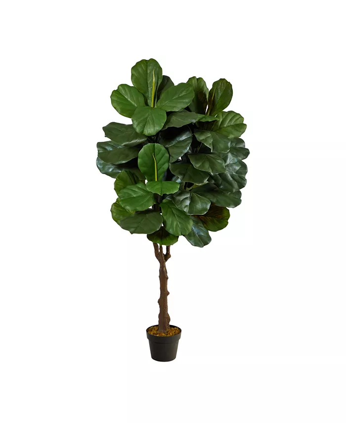 Nearly Natural 4.5' Fiddle Leaf Fig Artificial Tree Indoor Outdoor - Intensery