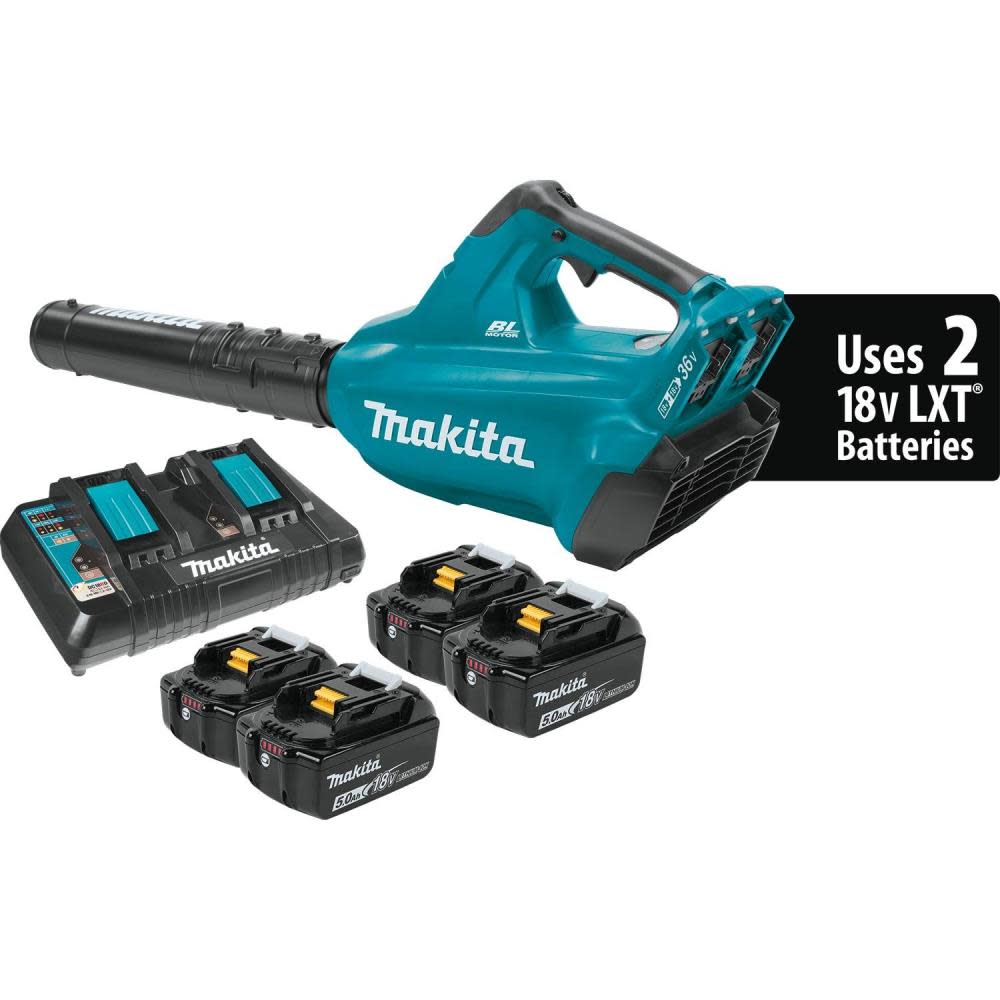 Makita 18V X2 (36V) LXT Lithium-Ion Brushless Cordless Blower Kit with 4 Batteries (5.0Ah) XBU02PT1 from Makita - Intensery