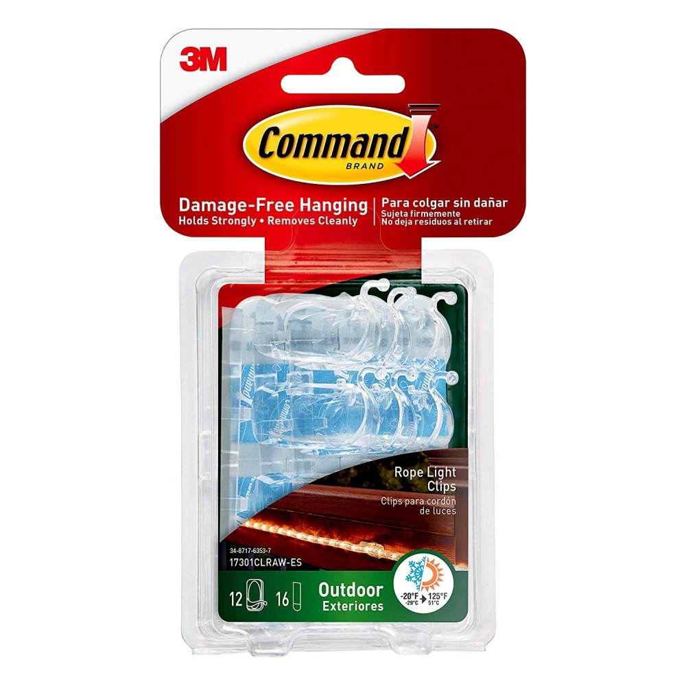 3M Command Small Clear Outdoor Rope Light Clip - Intensery
