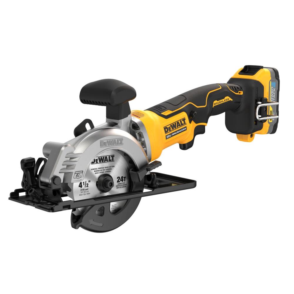DEWALT ATOMIC 20V MAX 4 1/2 Circular Saw Kit with DEWALT POWERSTACK Compact Battery - Intensery