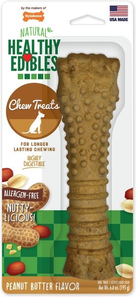 Nylabone Healthy Edibles All-Natural Long Lasting Peanut Butter Flavor Dog Chew Treats， 1 count， X-Large/Souper - Intensery