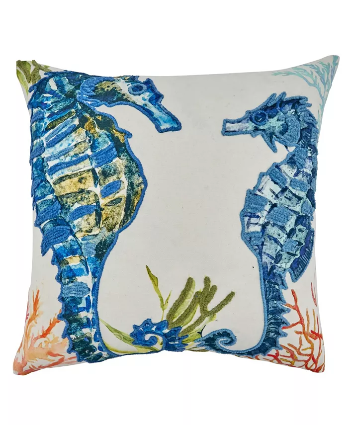 Saro Lifestyle Sea Horses Throw Pillow - Intensery