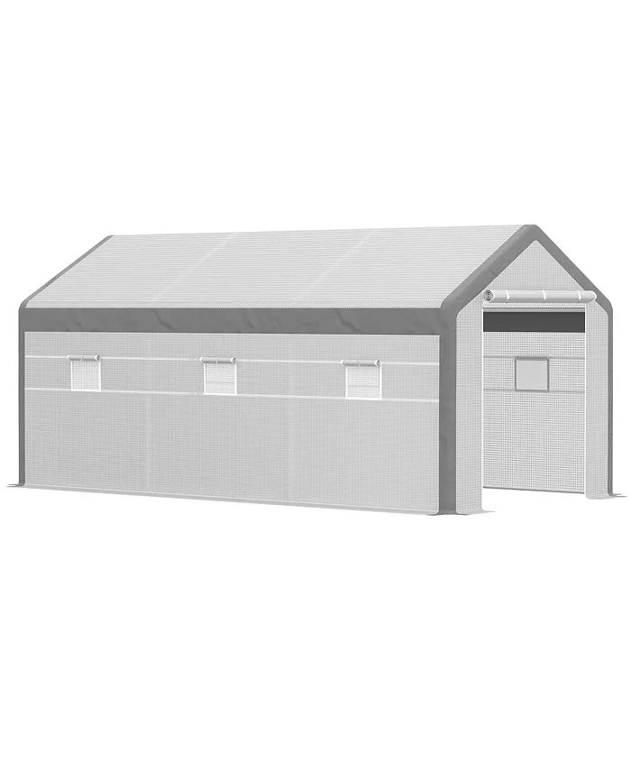 Outsunny Large Walk-In Plant Hot House with 8 Closeable Windows Weather Cover - Intensery