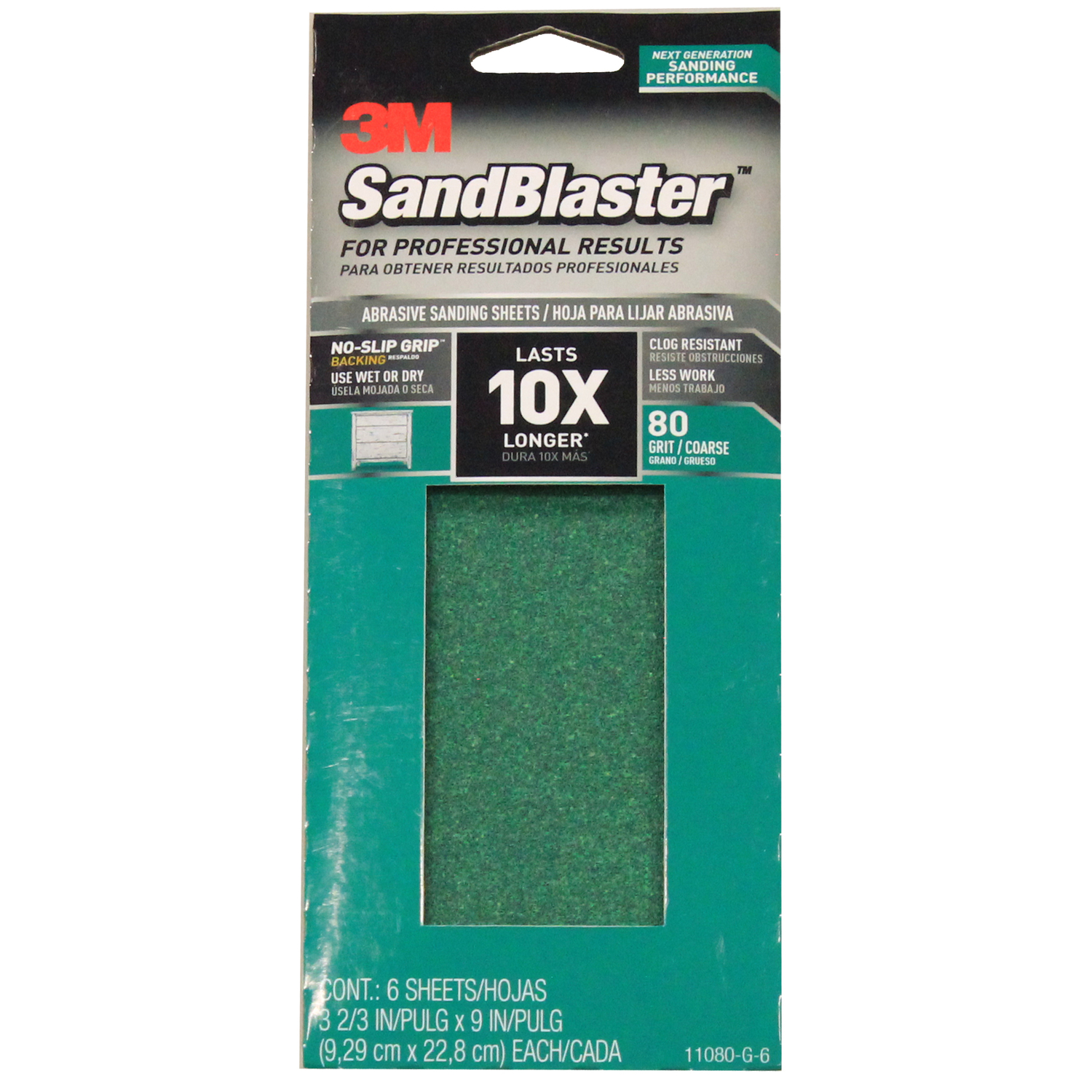 3M Sandblaster 9 in. L X 3-2/3 in. W 80 Grit Ceramic Sandpaper 6 pk - Intensery