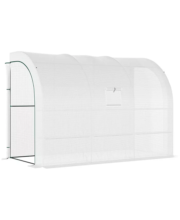 Outsunny Outdoor Garden Greenhouse Nursery w  Windows， Zippered Doors， White - Intensery