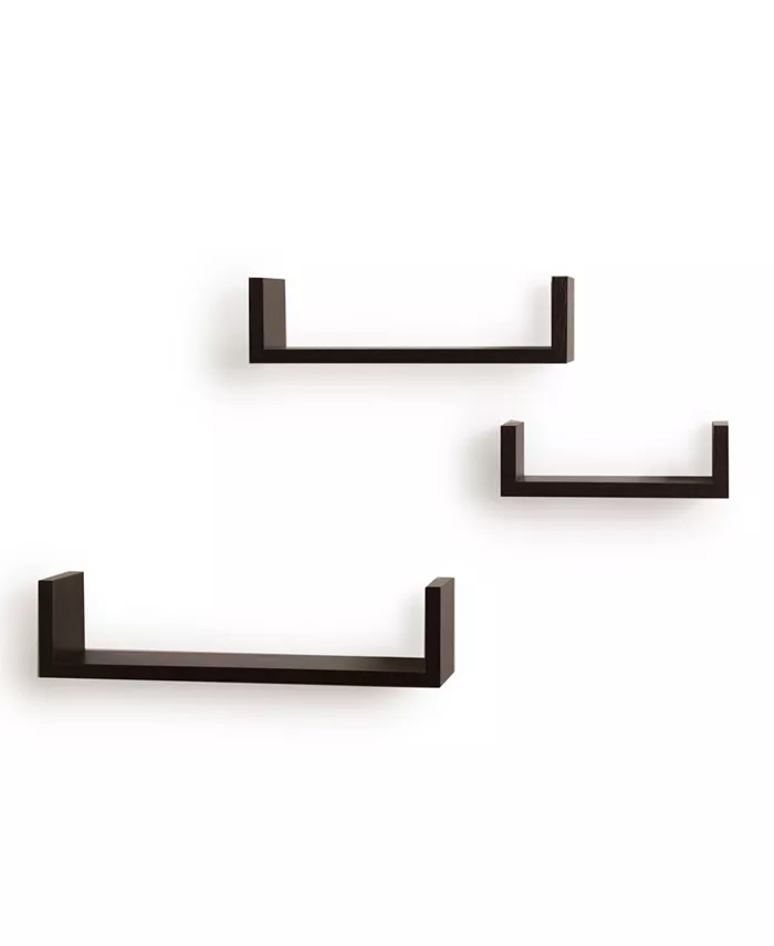 Danya B Floating 'U' Laminated Walnut Veneer Shelves - Set of 3 - Intensery