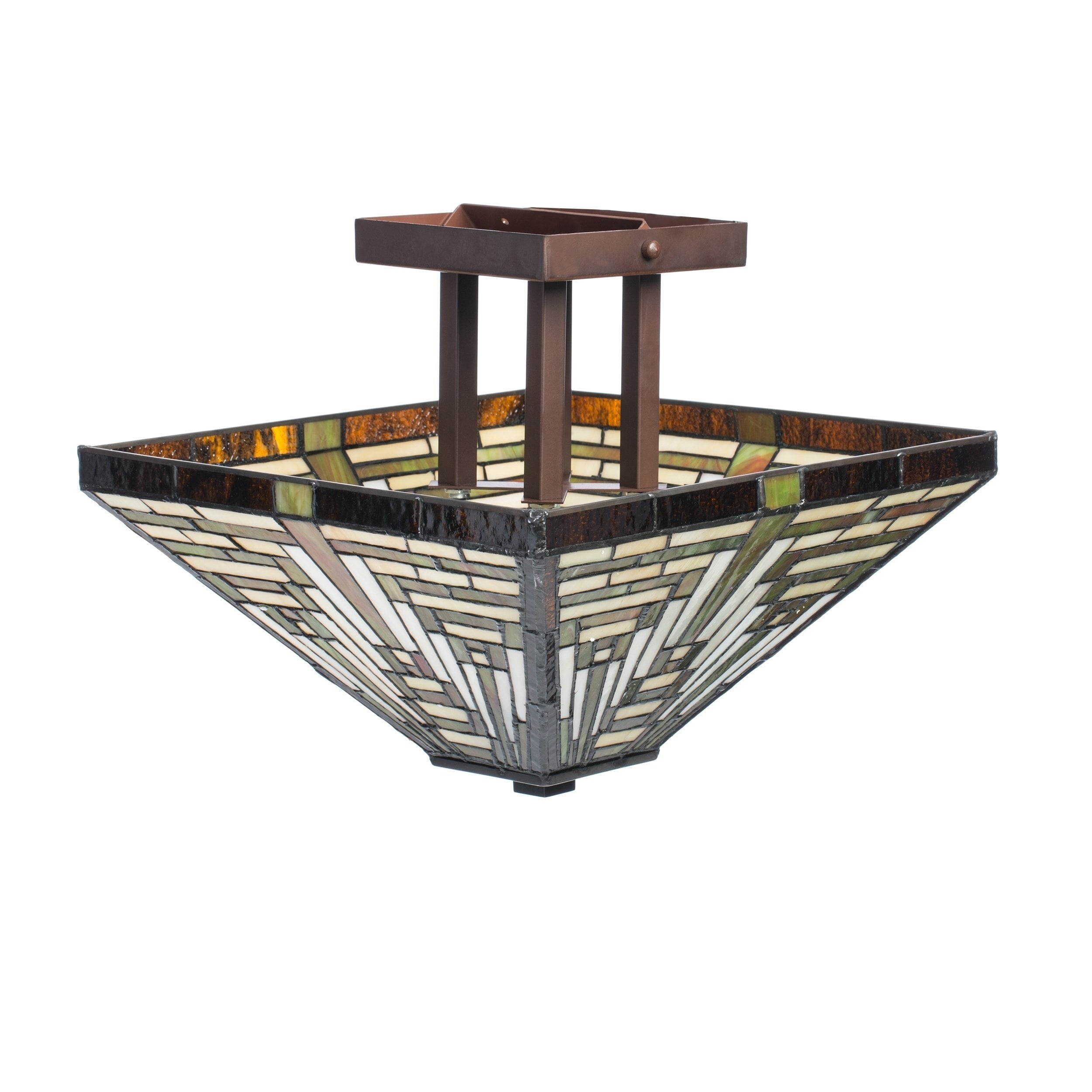 Tiffany-style Frank Lloyd Wright Mission Ceiling Lamp - Intensery