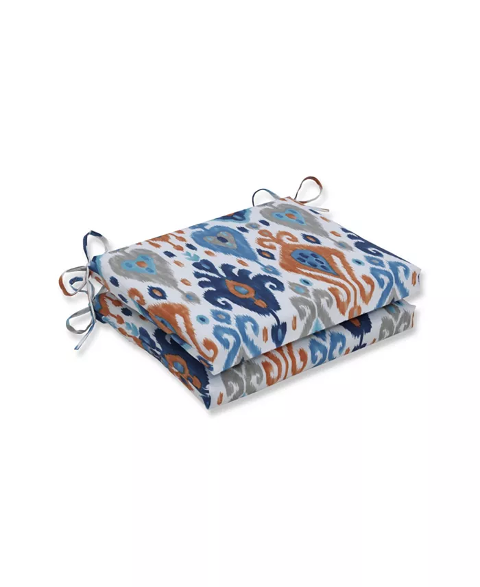 Pillow Perfect Paso Azure Squared Corners Seat Cushion， Set of 2 - Intensery