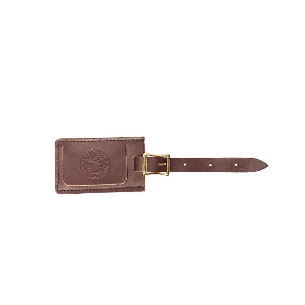 Brown Smooth Leather Luggage Tag With Logo - Intensery