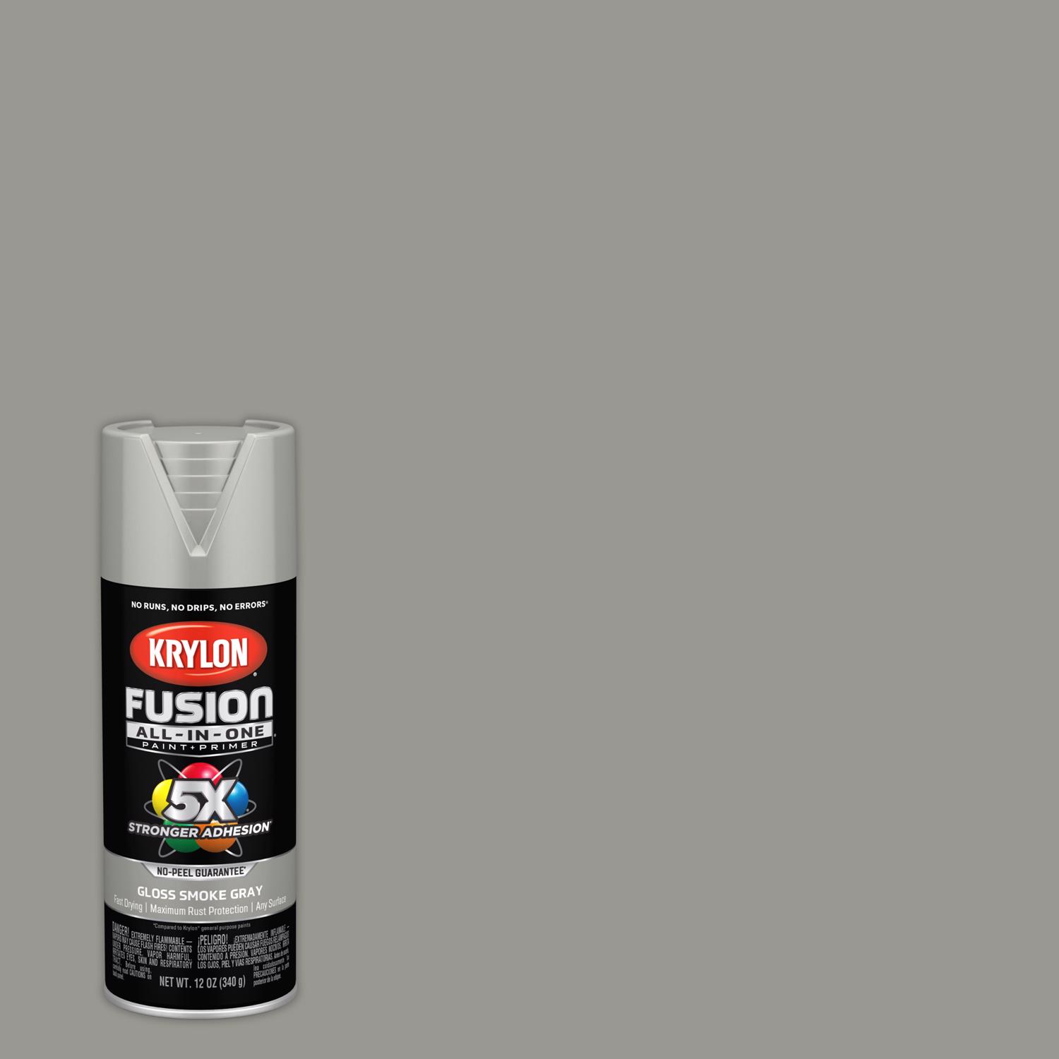 Krylon Fusion All-In-One Gloss Smoke Gray Paint+Primer Spray Paint 12 oz - Intensery
