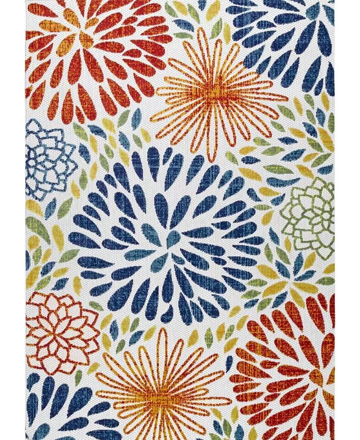 nuLoom Claudia Transitional Floret Multi 5' x 8' Outdoor Area Rug - Intensery