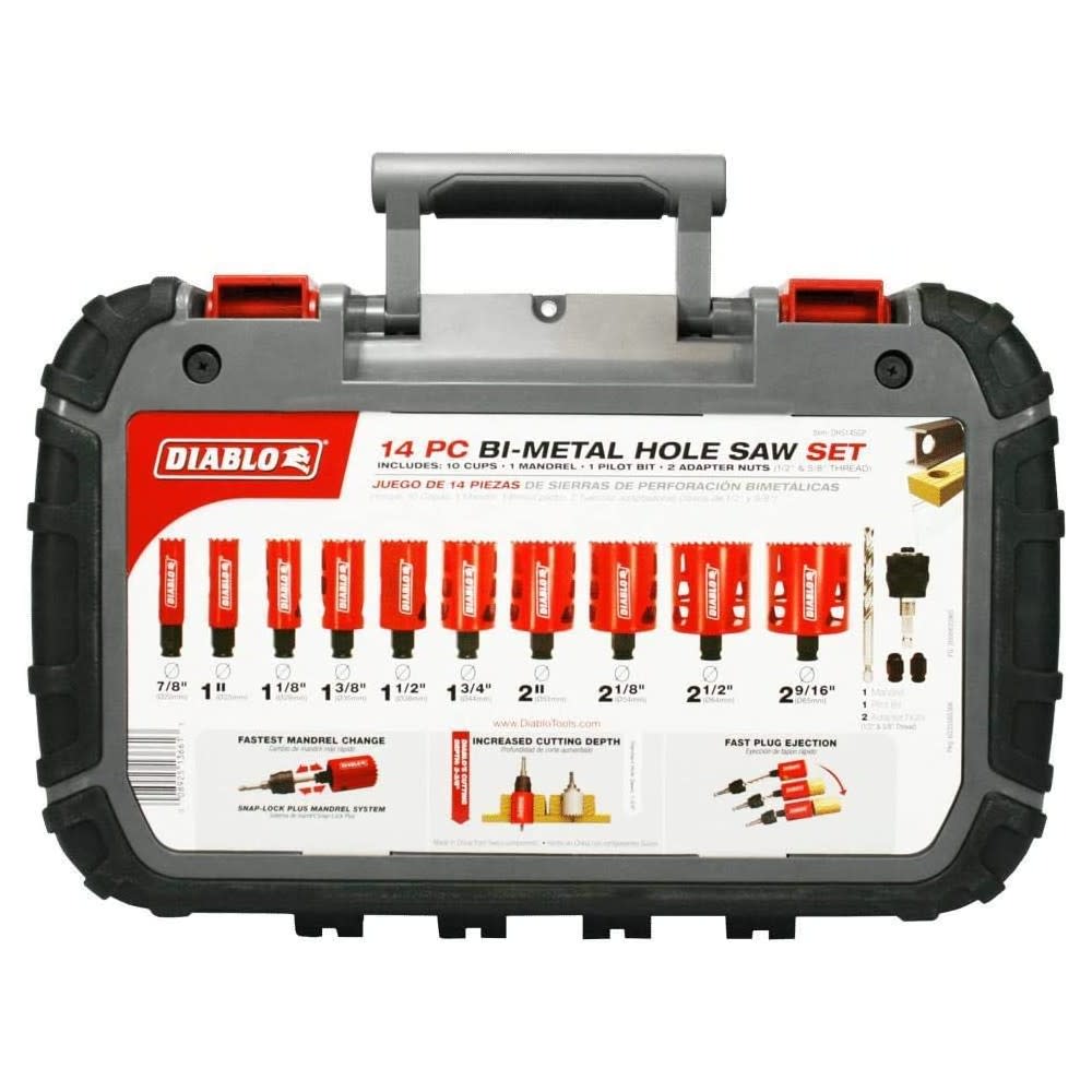 Diablo General Purpose Bi-Metal Hole Saw Set 14pc - Intensery
