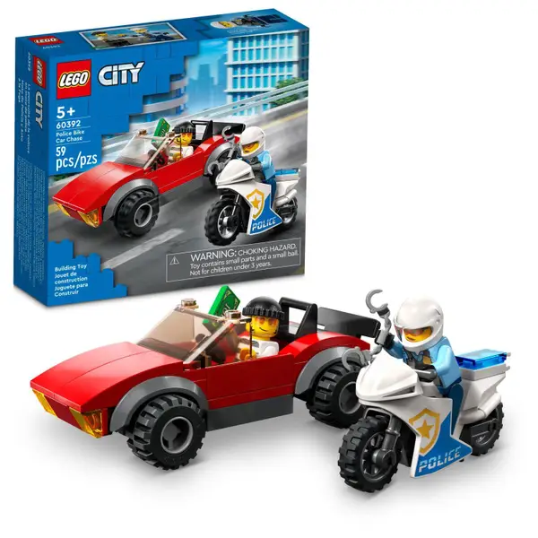 LEGO City Police Bike Car Chase 60392 Building Toy Set - Intensery