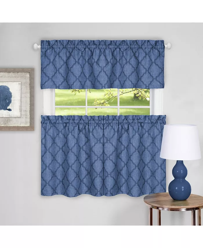 Achim Colby Window Curtain Tier Pair and Valance Set， 58x36 - Intensery
