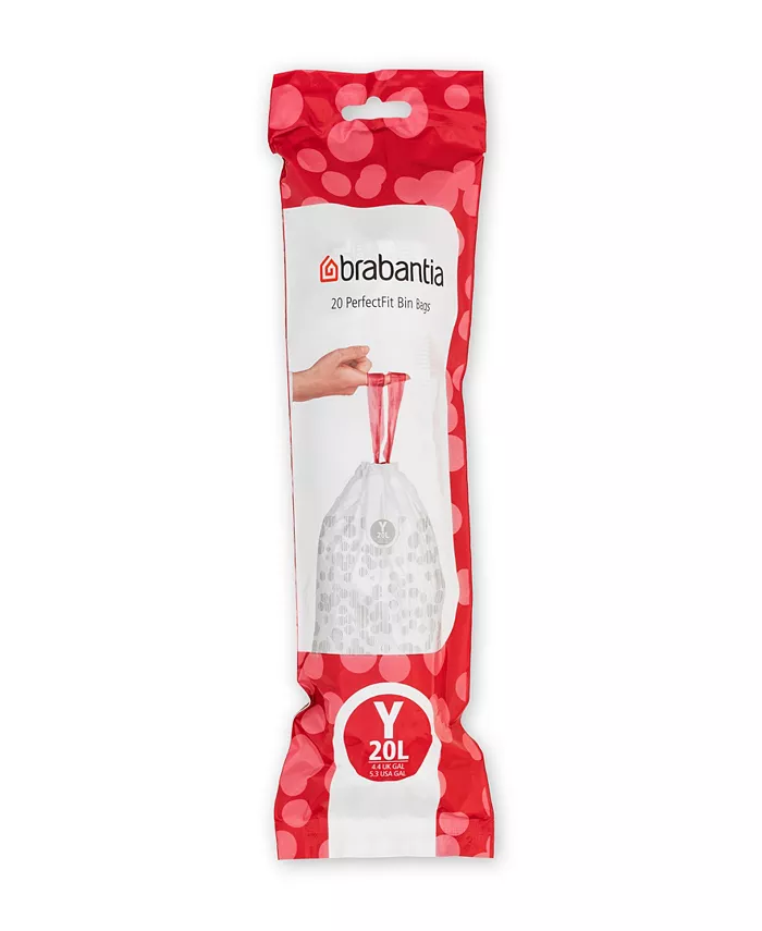 Brabantia PerfectFit Trash Bags， Code Y， 5.3 Gallon， 20 Liter， 120 Trash Bags - Intensery