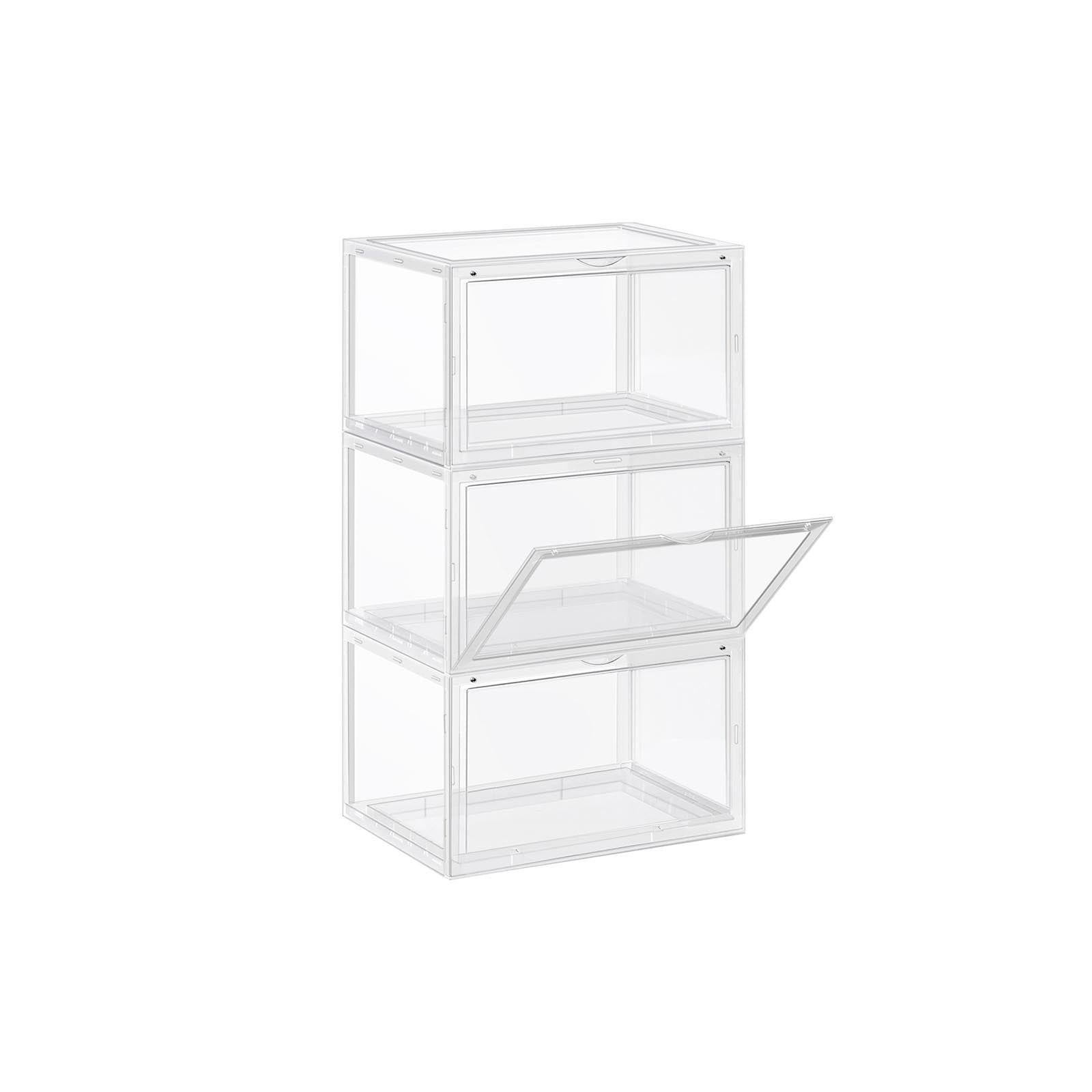 SONGMICS Set of 3 Stackable Shoe OrganizerTransparent/14.2 x 11 x 8.7 Inches - Intensery