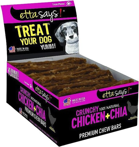 Etta Says! Crunchy Chicken + Chia Chew Bars Dog Treats - Intensery