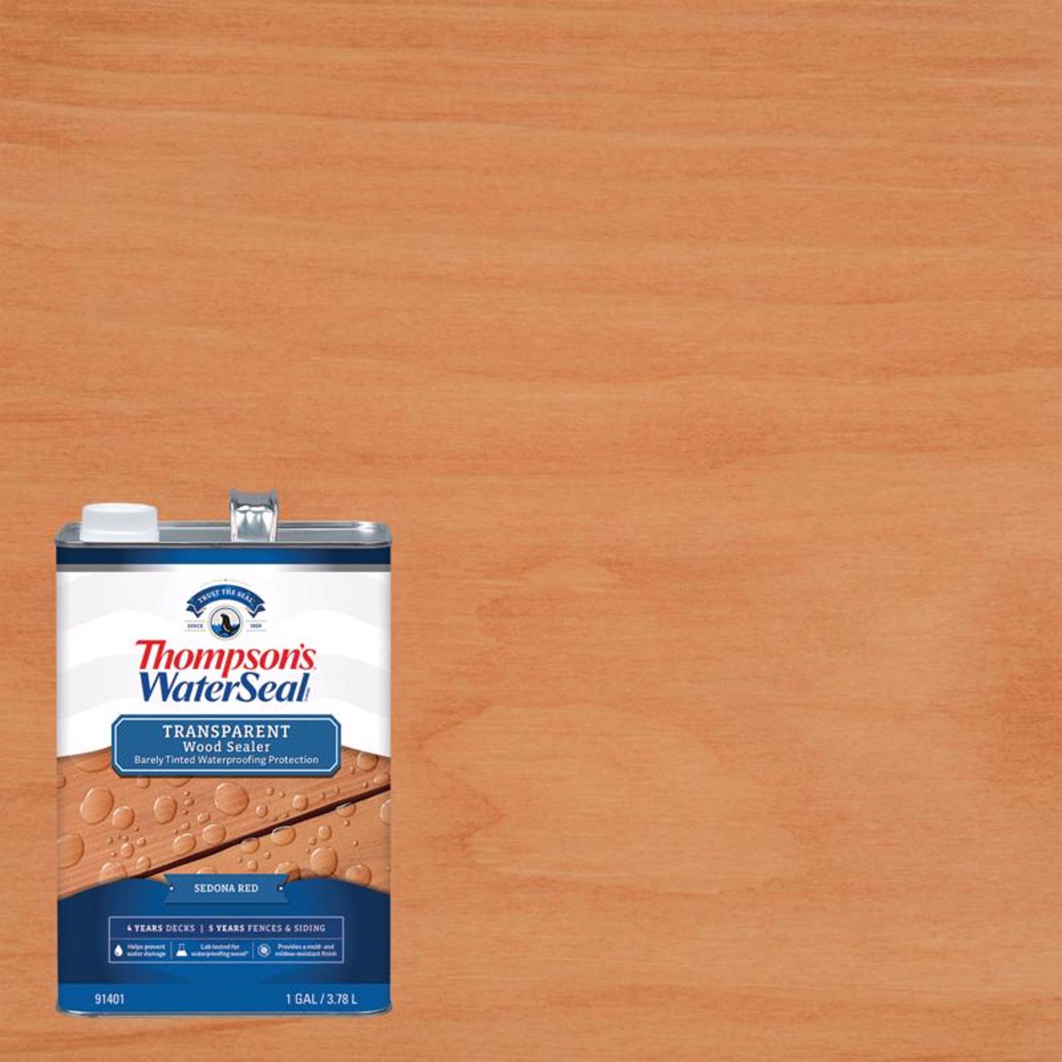 Thompson\u0027s WaterSeal Wood Sealer Transparent Sedona Red Waterproofing Wood Stain and Sealer 1 gal - Intensery