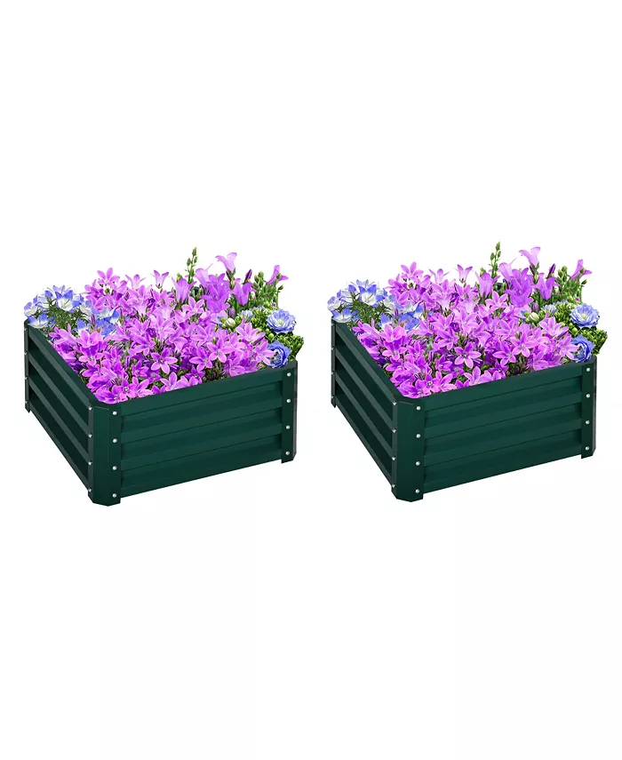 Outsunny Set of 2 Elevated Wall Garden Bed， Planter Boxes for Vegetables - Intensery