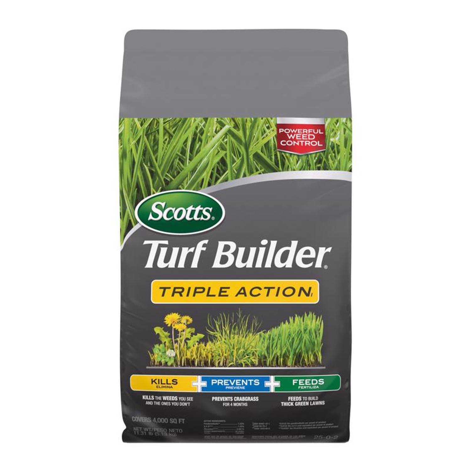 Scotts Turf Builder Triple Action Weed \u0026 Feed Lawn Fertilizer For Multiple Grass Types 4000 sq ft - Intensery