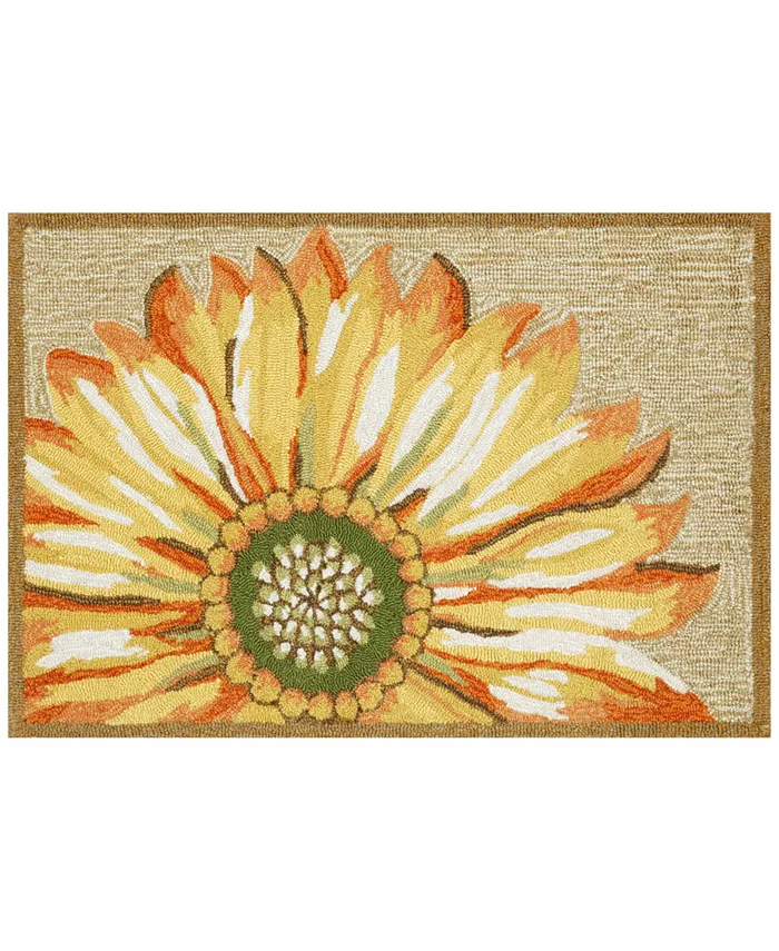 Liora Manne' Liora Manne Front Porch Indoor Outdoor Sunflower Yellow 2' x 3' Area Rug - Intensery