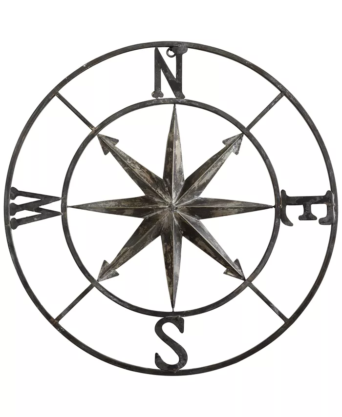 3R Studio  30'' Round Metal Compass Wall Dandeacutecor - Intensery